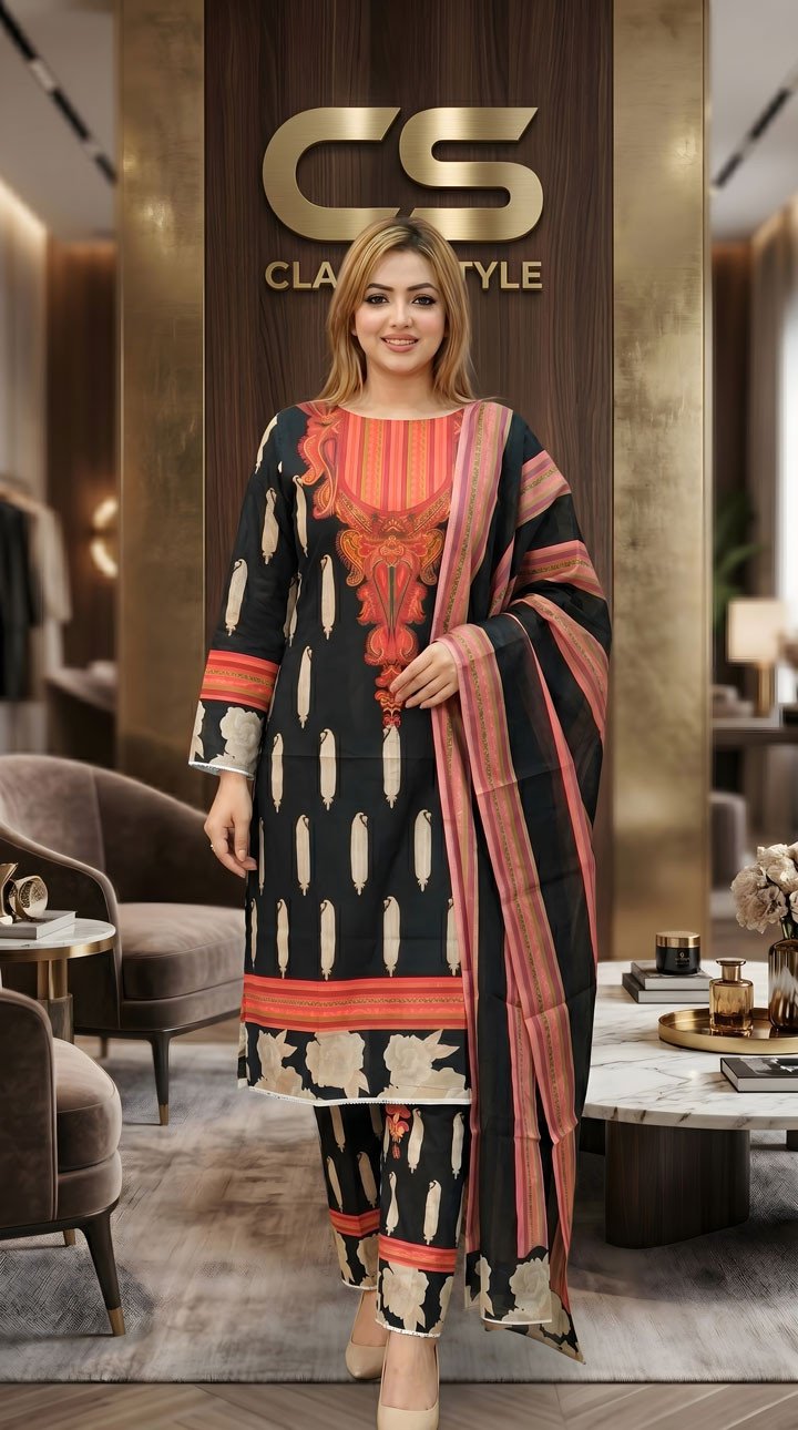 Coco Premium Cotton Lawn Three Piece Set