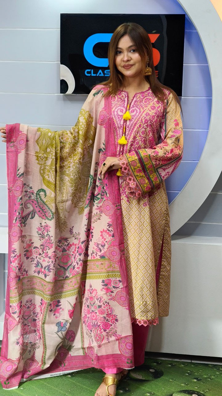 New Premium Zom Zom Lawn Three Piece-Cotton Dupatta