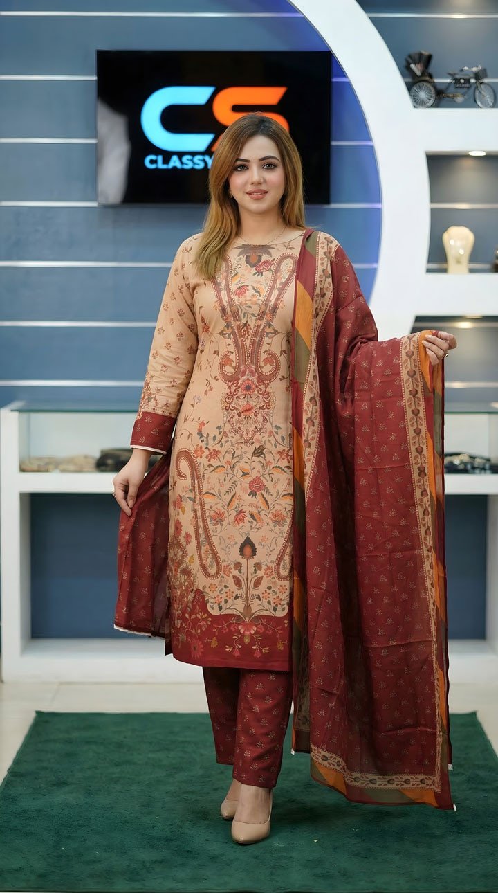 New Exclusive Bin Hameed Lawn Three Piece With Print Salwar