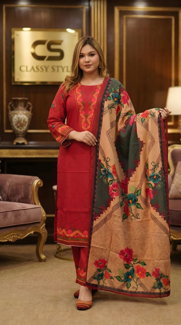 Coco Premium Cotton Lawn Three Piece Set