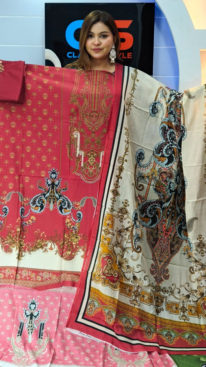 New Premium Zom Zom Lawn Three Piece-Cotton Dupatta
