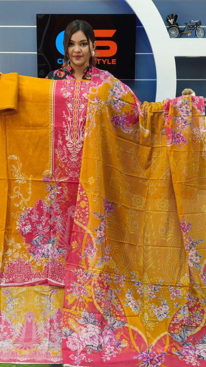 New Premium Zom Zom Lawn Three Piece-Cotton Dupatta