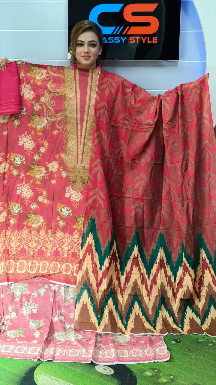 New Premium Zom Zom Lawn Three Piece-Cotton Dupatta