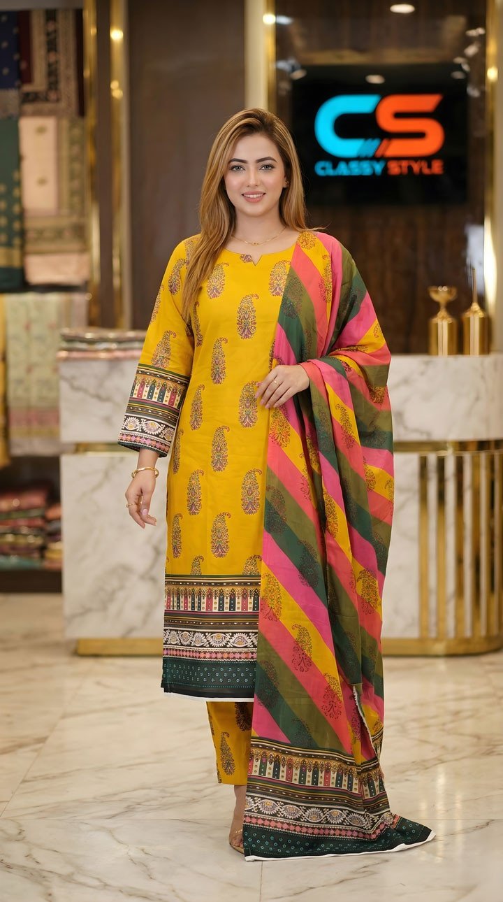 New Exclusive Bin Hameed Lawn Three Piece With Print Salwar