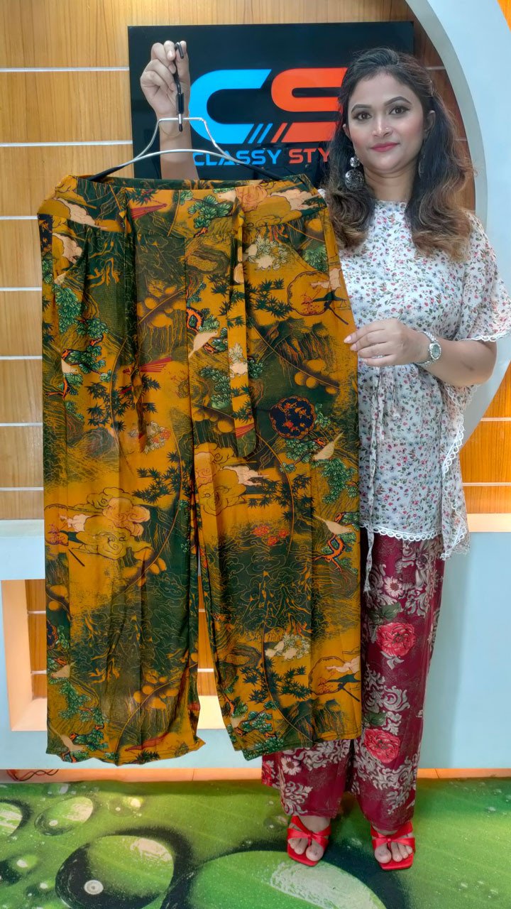 Chinese Premium Quality Print Plazo With Pocket & Belt