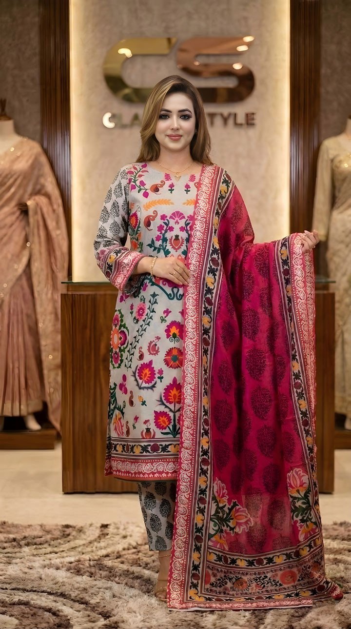 New Exclusive Bin Hameed Lawn Three Piece With Print Salwar