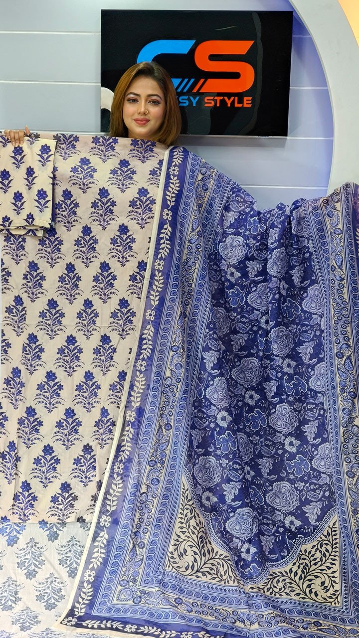 New Premium Bin Hameed Lawn Three Piece With Print Salwar