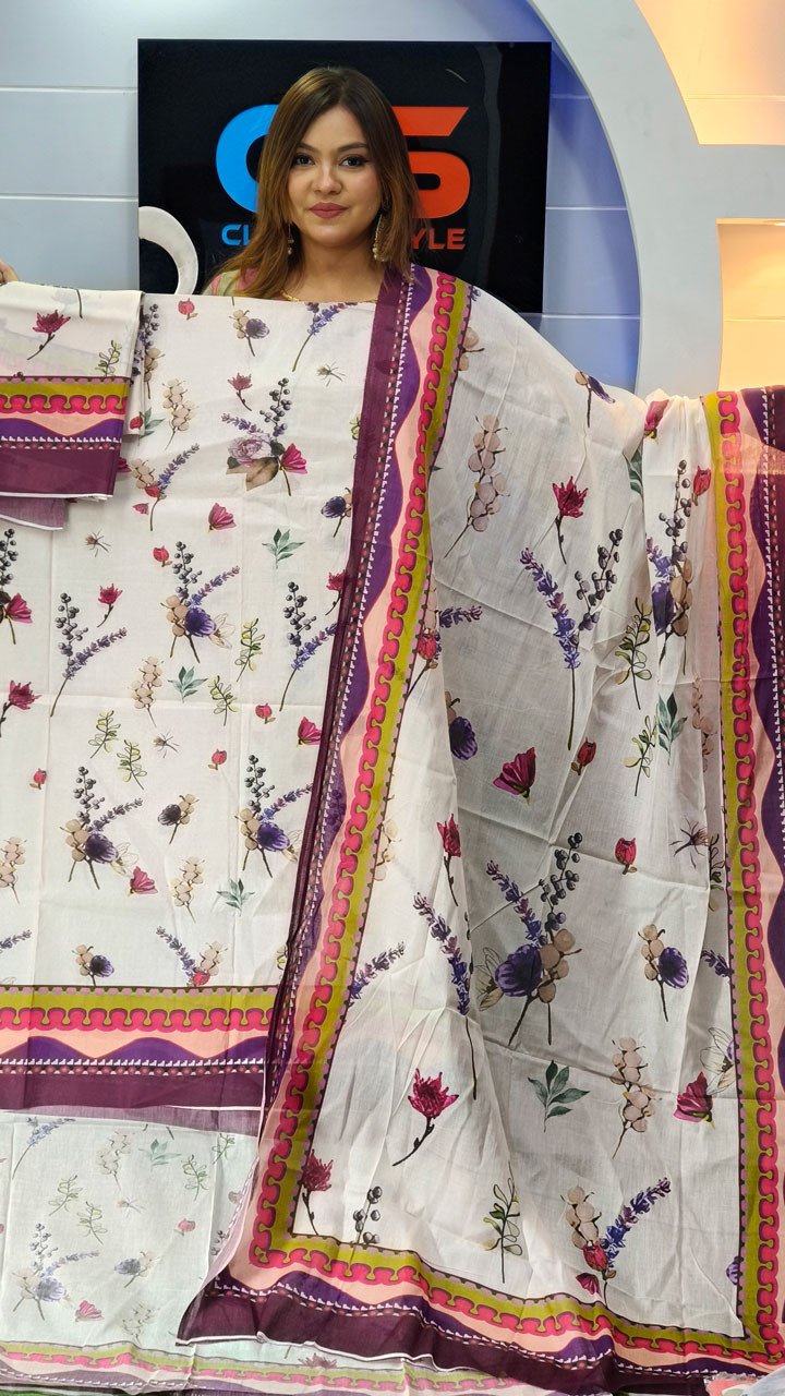 Coco Premium Cotton Lawn Three Piece Set