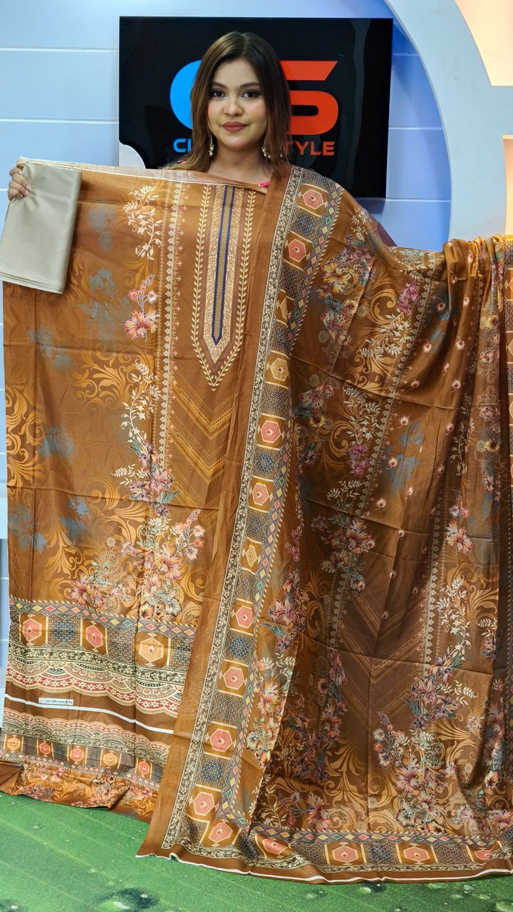 New Premium Lawn Three Piece-Cotton Dupatta