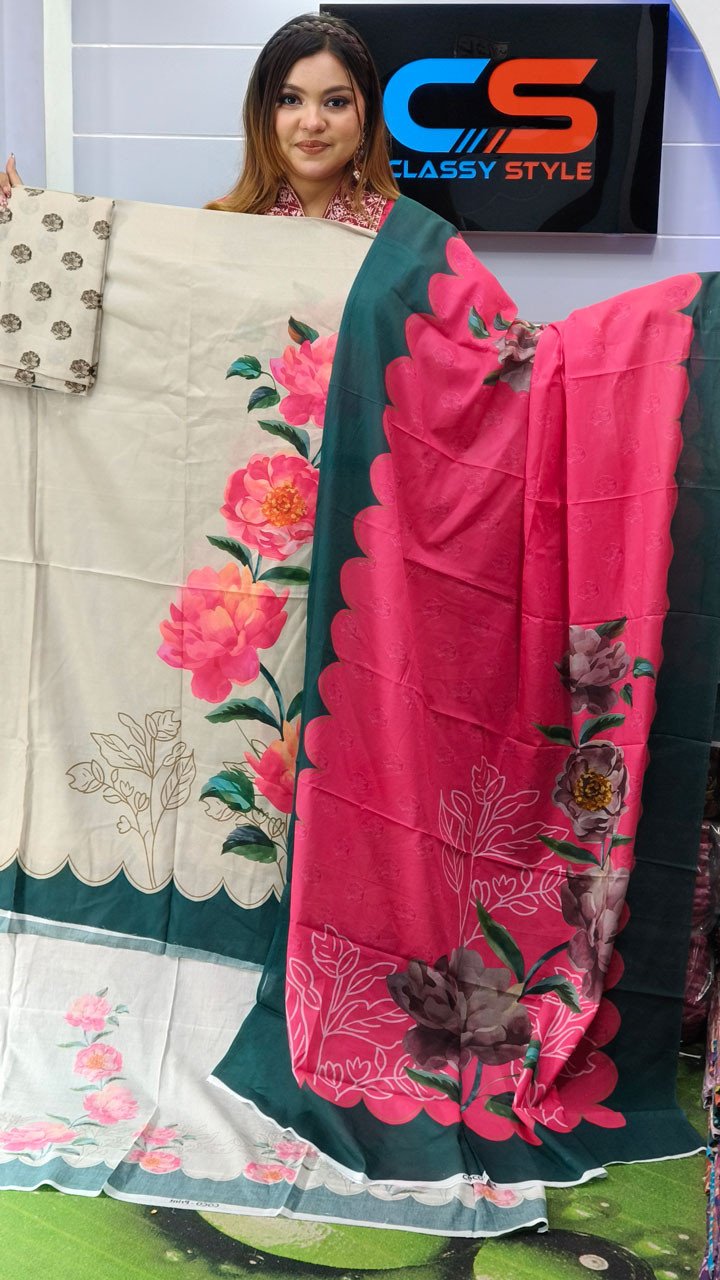 New Exclusive Bin Hameed Lawn Three Piece With Print Salwar