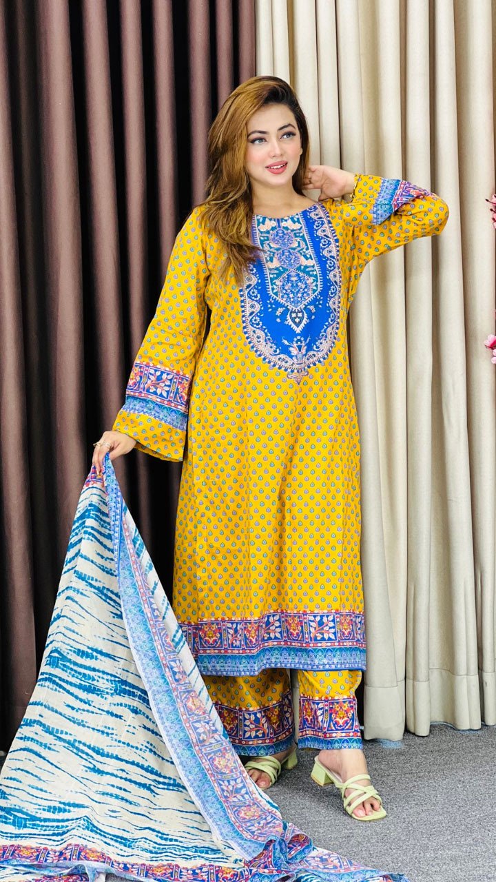 New Exclusive Bin Hameed Lawn Three Piece With Print Salwar