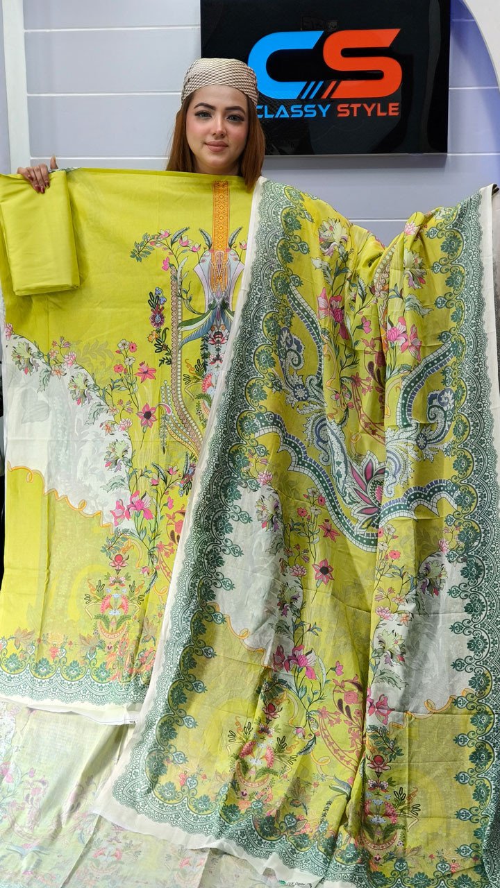 New Premium Jade Lawn Three Piece-Cotton Dupatta
