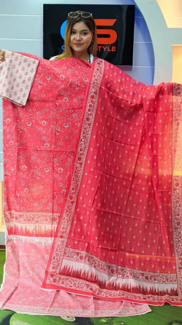 New Premium Zom Zom Lawn Three Piece With Print Salwar