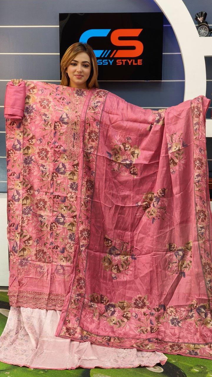 Rakhi Premium Silk Embroidery Three Piece Set