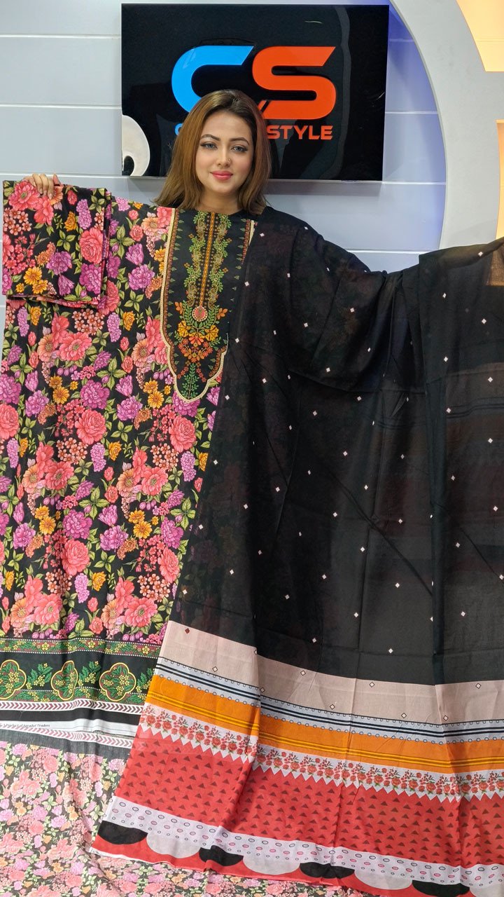 New Premium Zom Zom Lawn Three Piece With Print Salwar