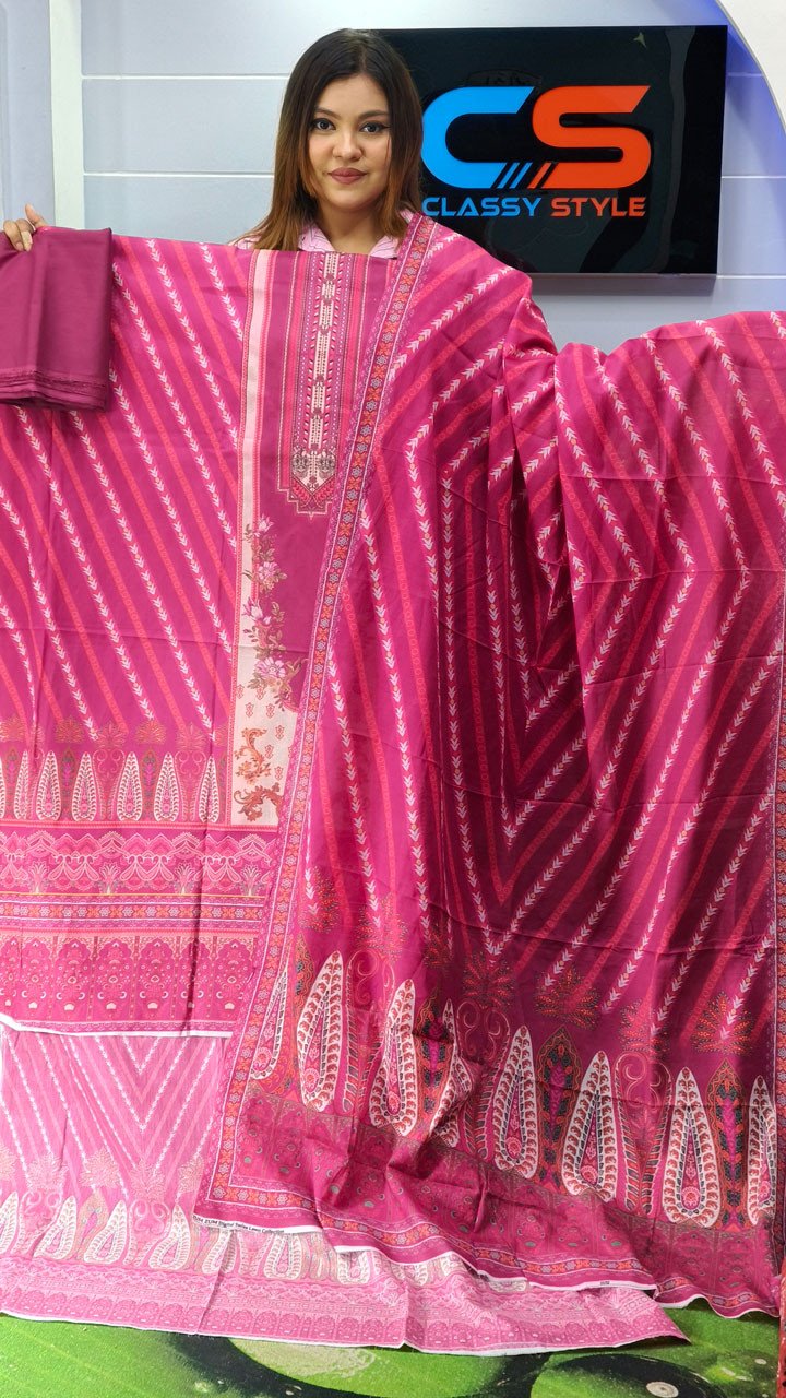 New Premium Zom Zom Lawn Three Piece-Cotton Dupatta
