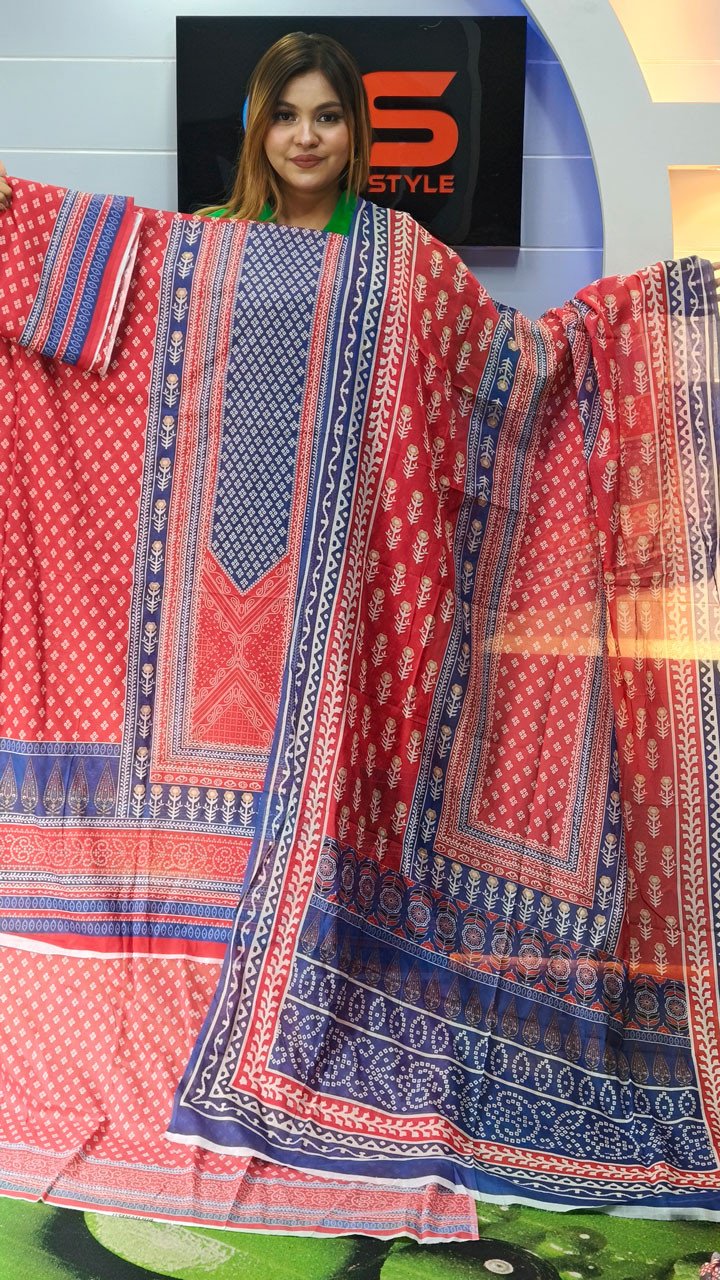 New Premium Zom Zom Lawn Three Piece With Print Salwar