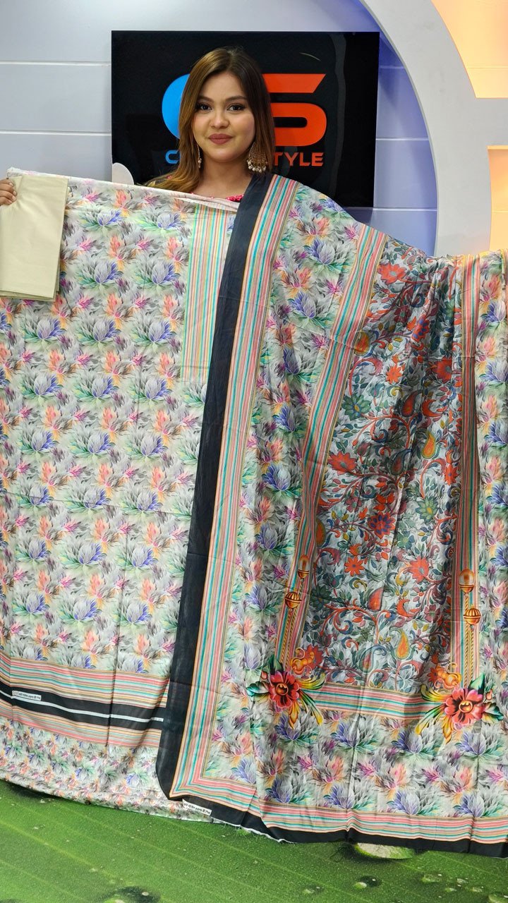 New Premium Lawn Three Piece-Cotton Dupatta