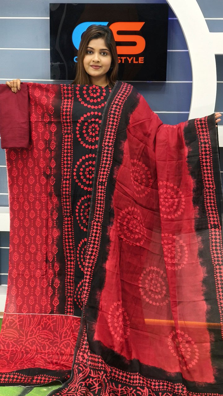 Jaipuri Komol Pure Cotton Three Piece Set