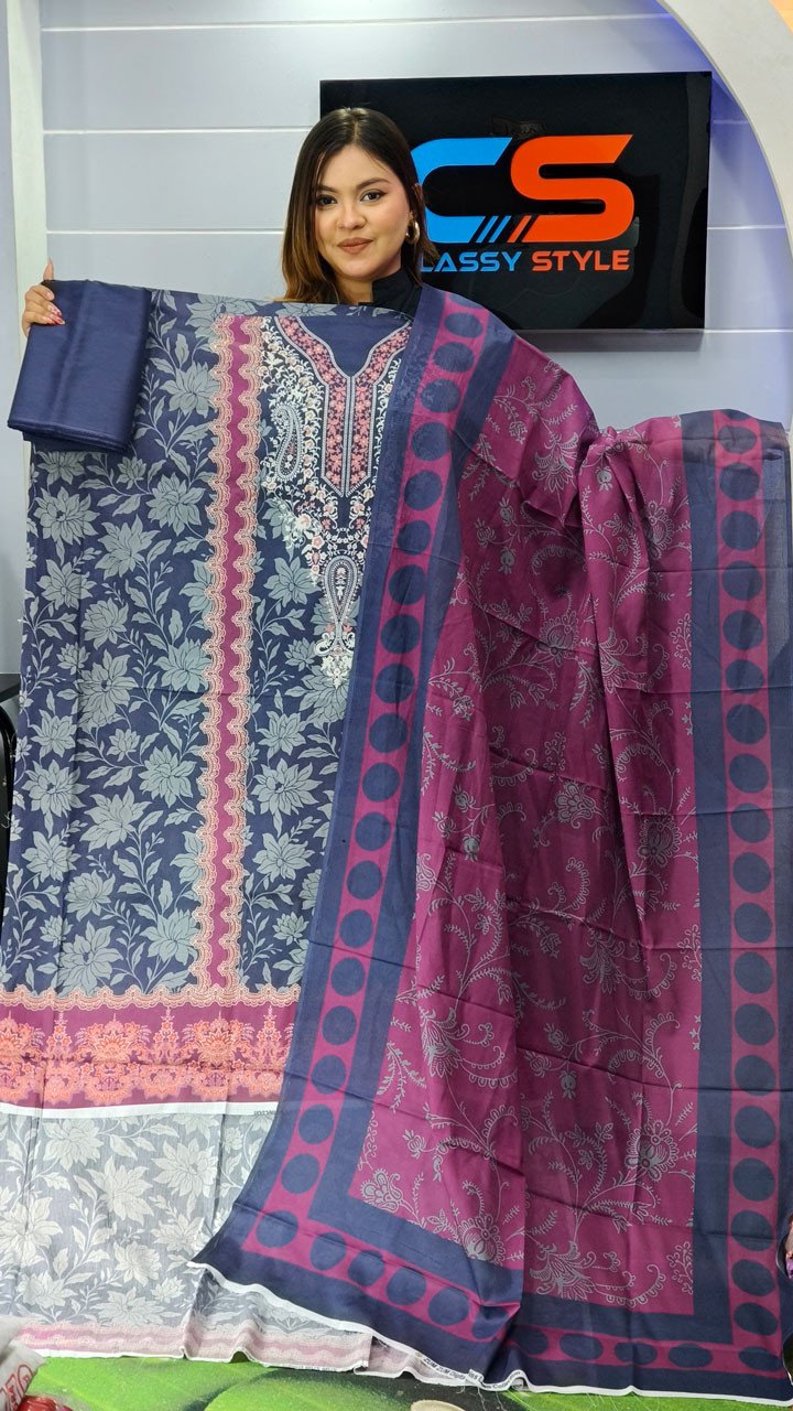 New Premium Zom Zom Lawn Three Piece-Cotton Dupatta