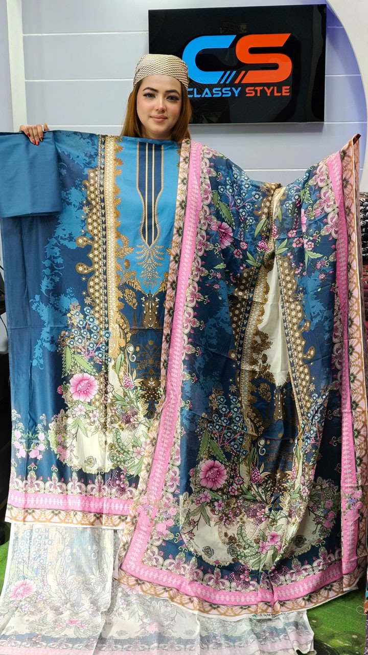 New Premium Jade Lawn Three Piece-Cotton Dupatta