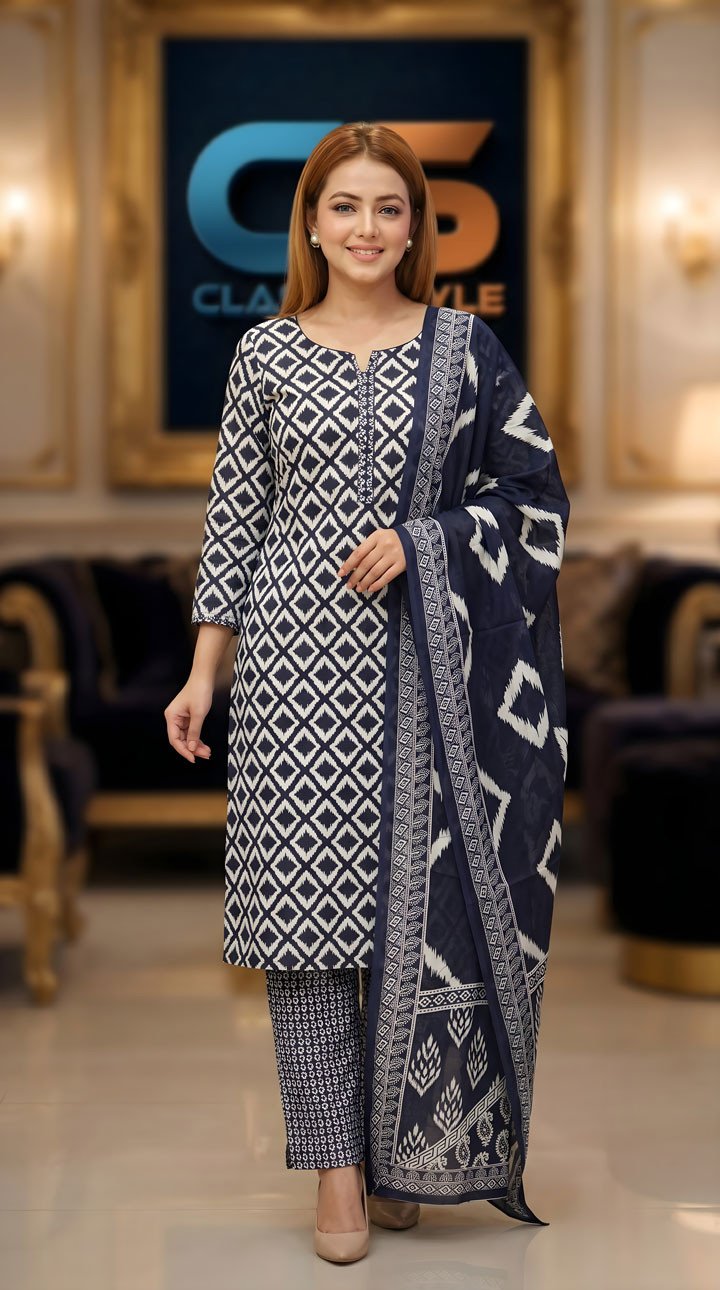 New Jaipuri Patel Pure Cotton Three Piece Set