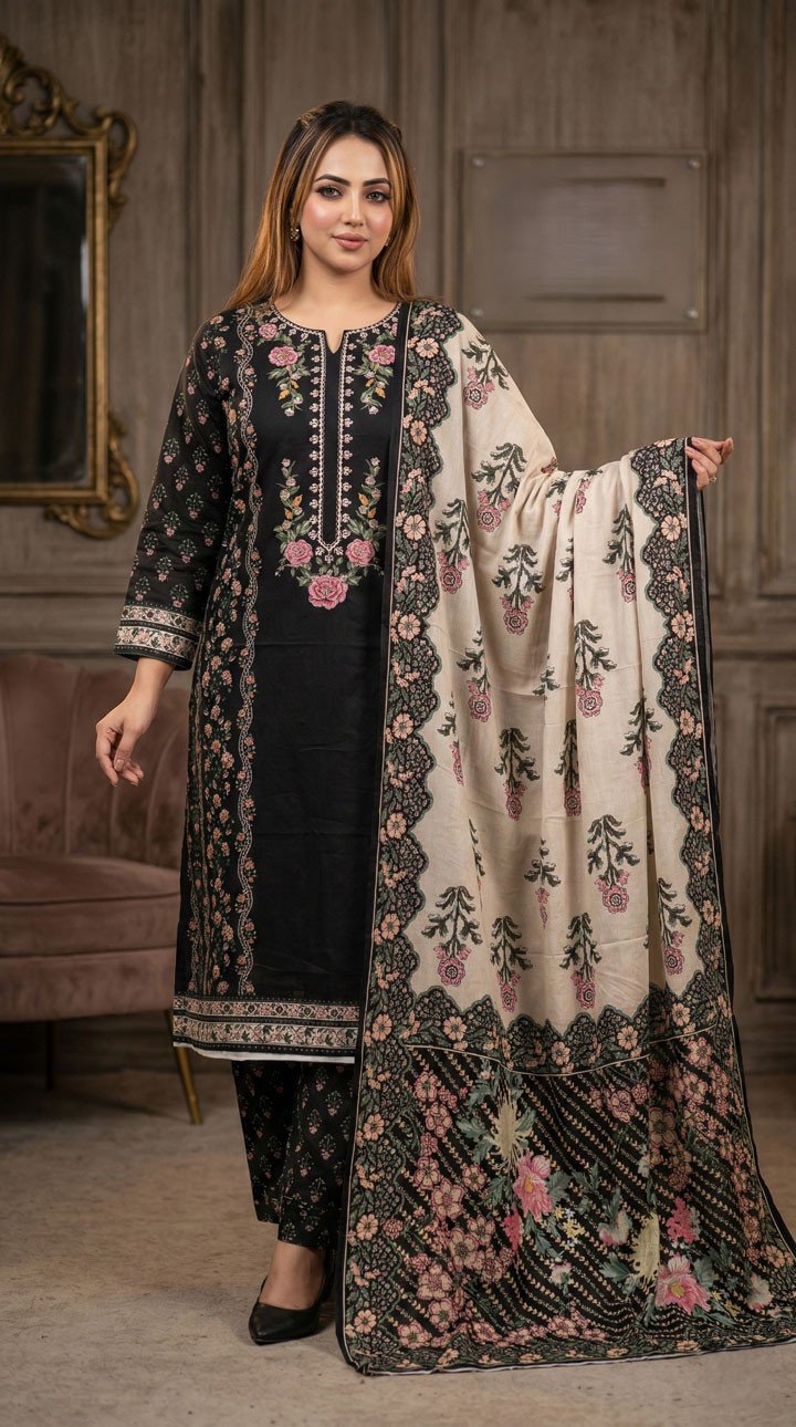 New Exclusive Bin Hameed Lawn Three Piece With Print Salwar