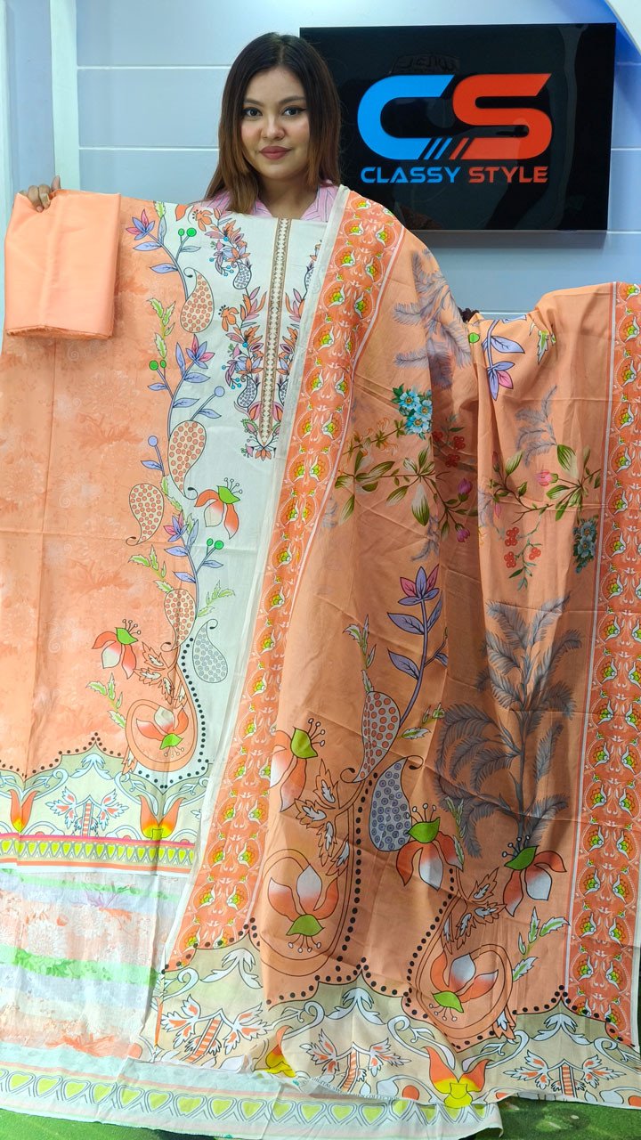 New Premium Zom Zom Lawn Three Piece-Cotton Dupatta