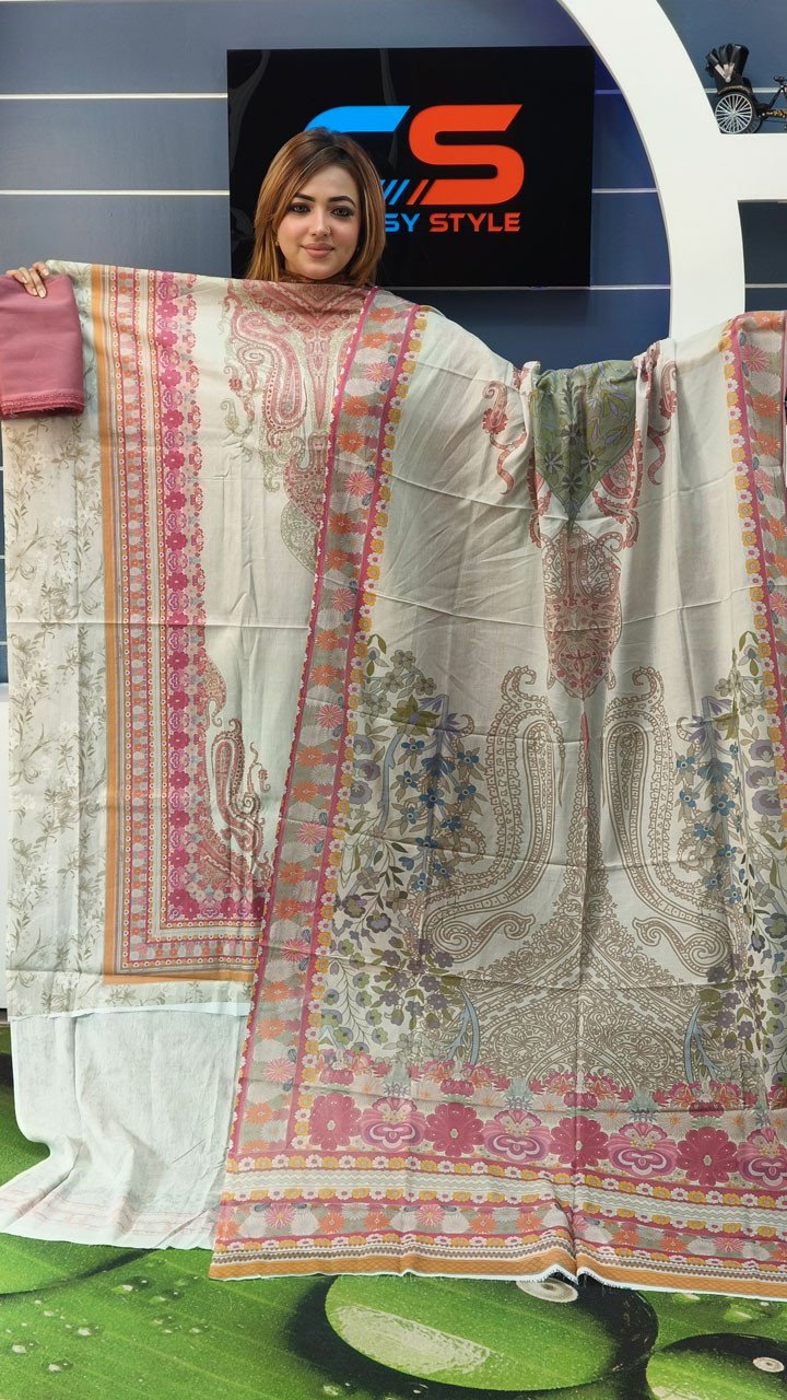 New Premium Zom Zom Lawn Three Piece-Cotton Dupatta