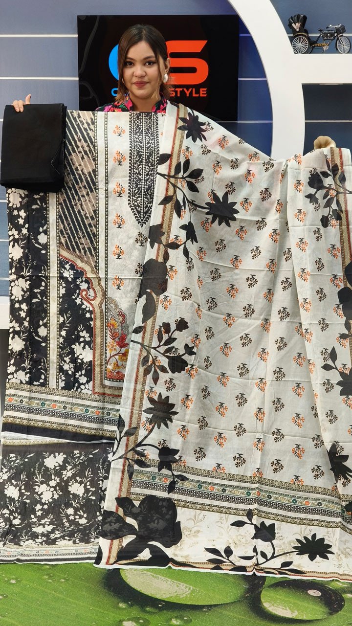 New Premium Zom Zom Lawn Three Piece-Cotton Dupatta