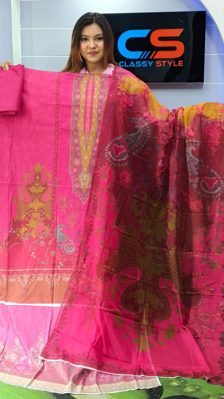 New Premium Zom Zom Lawn Three Piece-Cotton Dupatta