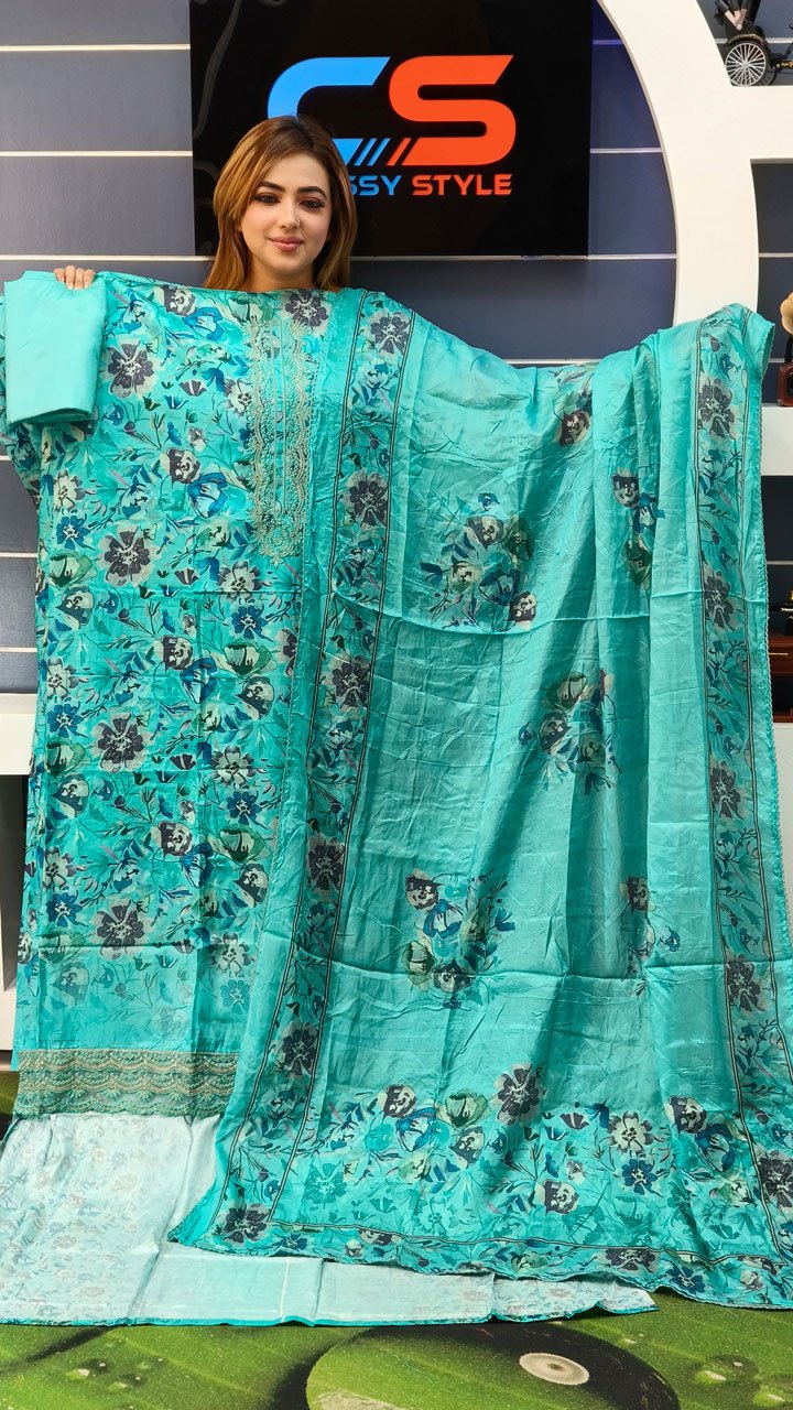 Rakhi Premium Silk Embroidery Three Piece Set