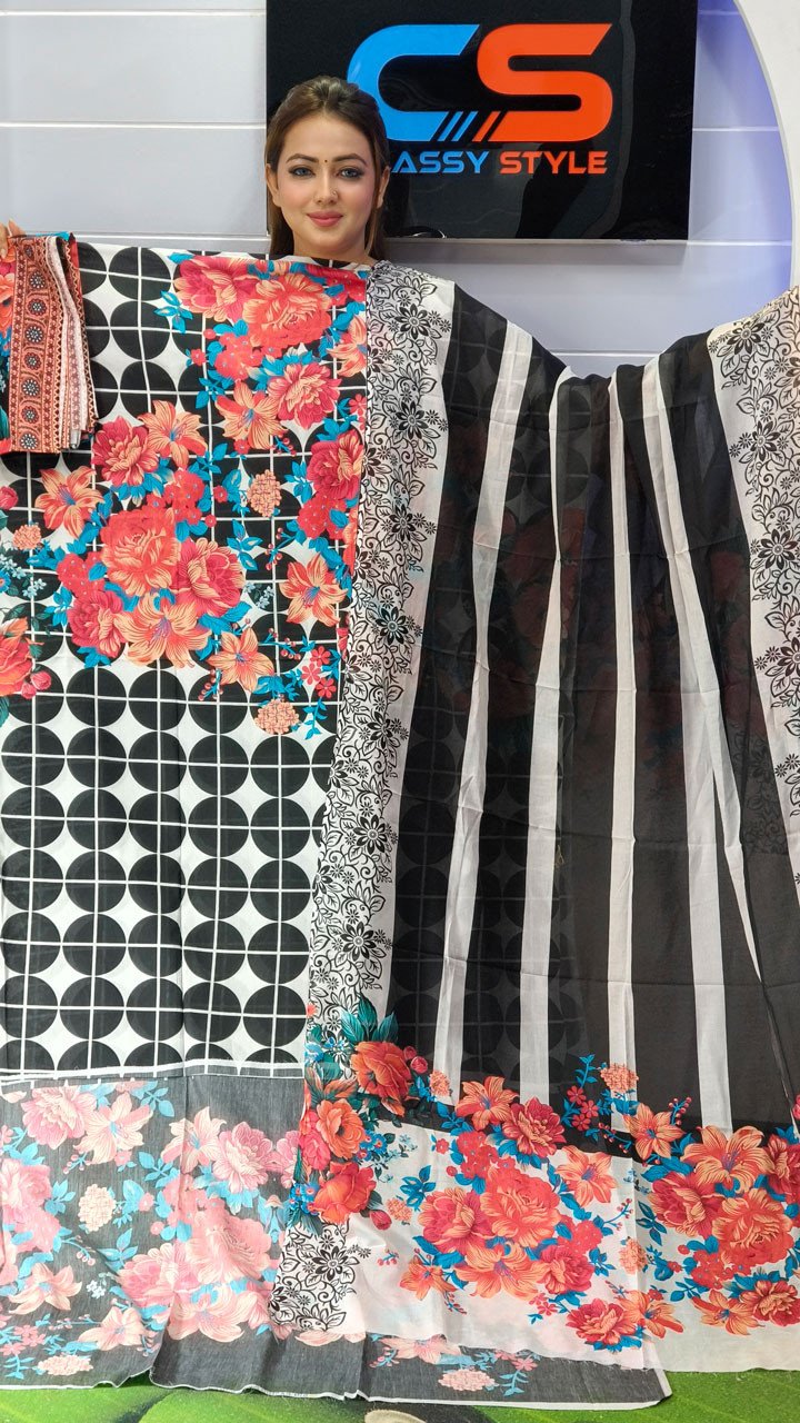 New Premium Zom Zom Lawn Three Piece With Print Salwar