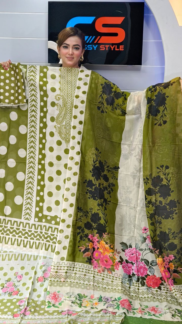 New Premium Zom Zom Lawn Three Piece With Print Salwar