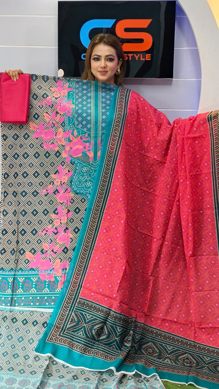 New Premium Zom Zom Lawn Three Piece-Cotton Dupatta