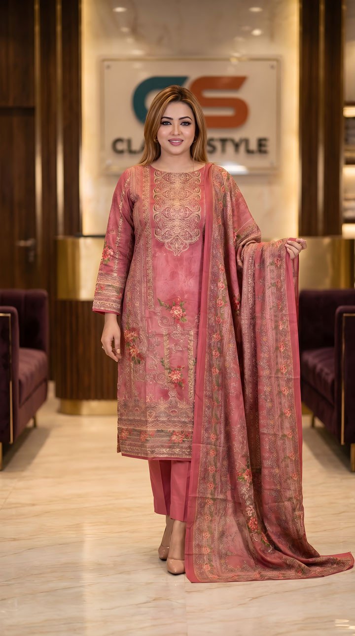 Rakhi Premium Silk Embroidery Three Piece Set