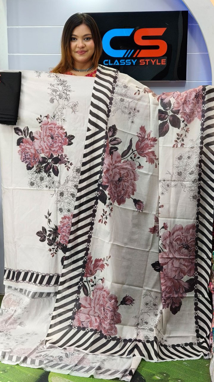 New Premium Zom Zom Lawn Three Piece-Cotton Dupatta