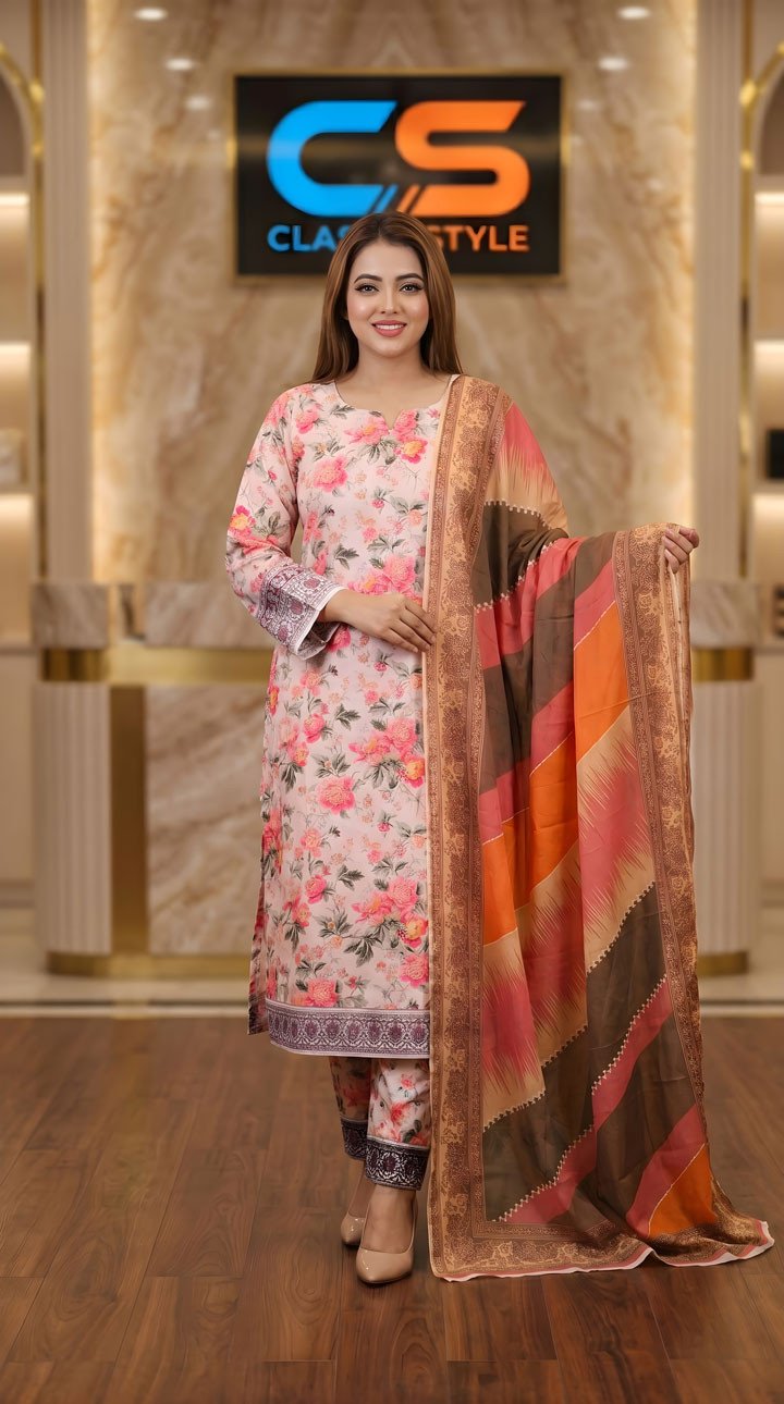 New Exclusive Bin Hameed Lawn Three Piece With Print Salwar