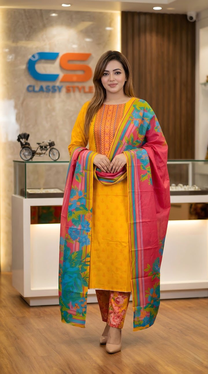 New Exclusive Bin Hameed Lawn Three Piece With Print Salwar