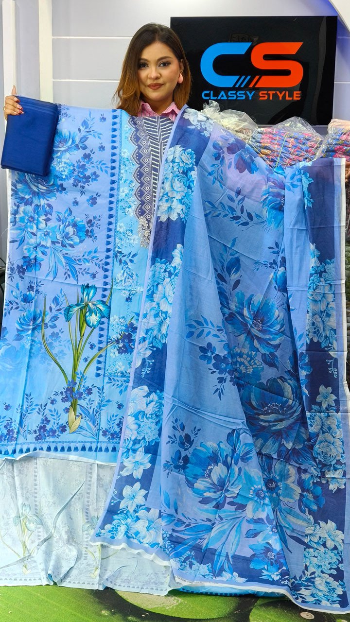 New Premium Zom Zom Lawn Three Piece-Cotton Dupatta