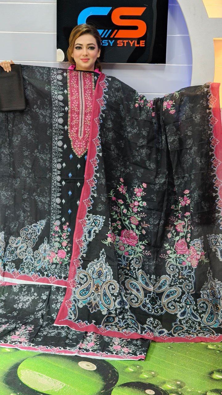 New Premium Zom Zom Lawn Three Piece-Cotton Dupatta