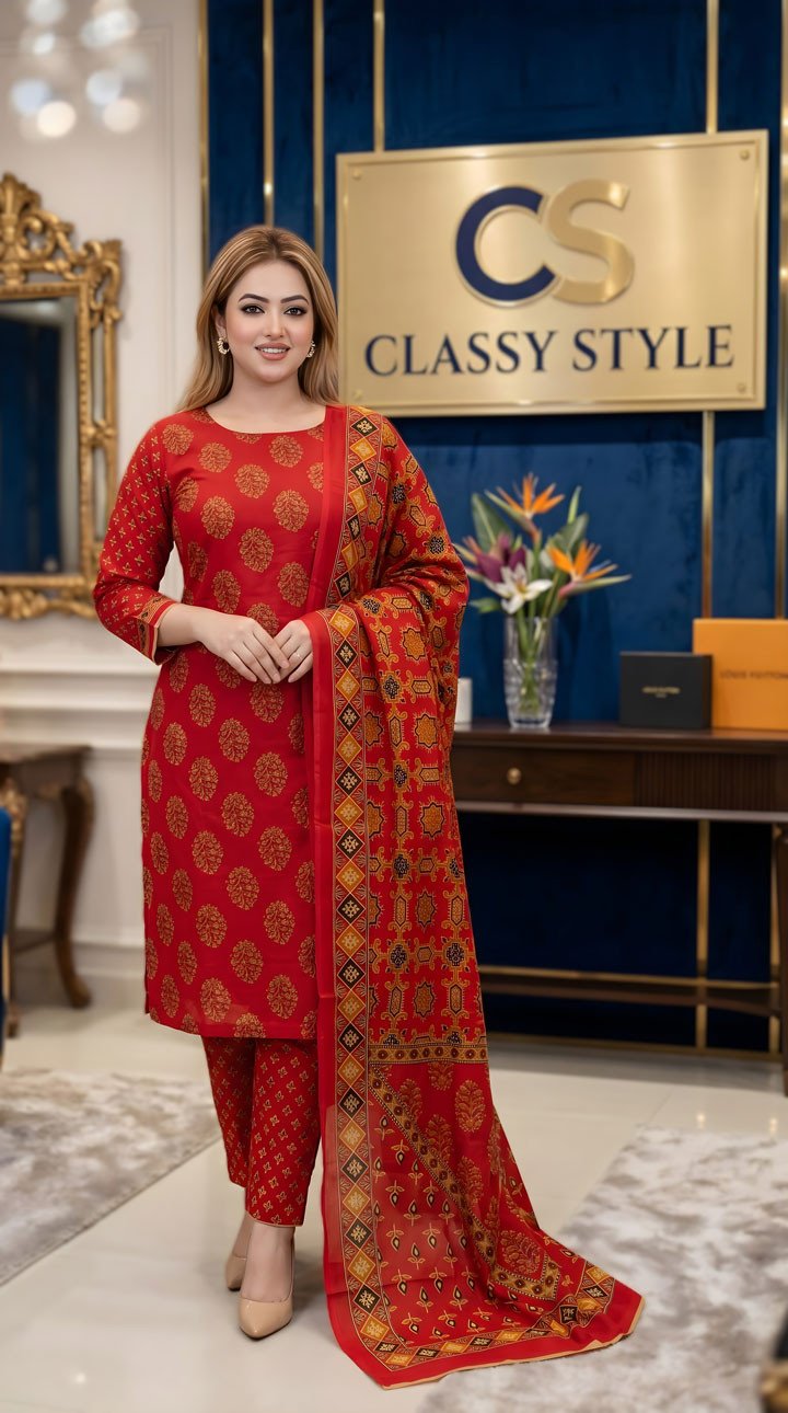 New Jaipuri Patel Pure Cotton Three Piece Set