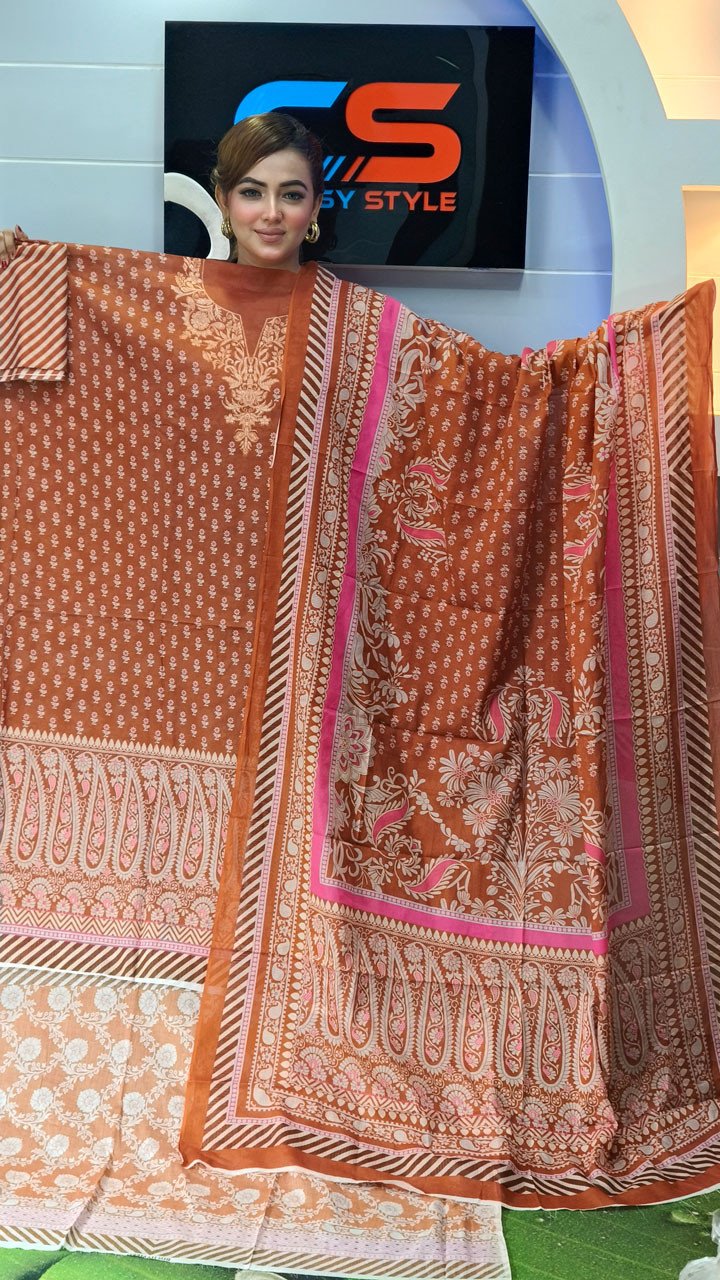 New Premium Zom Zom Lawn Three Piece With Print Salwar