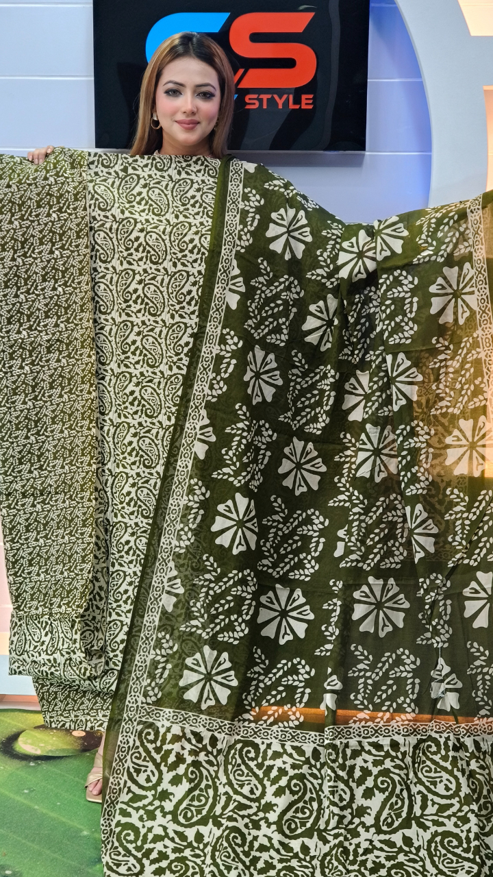 Pure Cotton Jaipuri Patel Three Piece/Best Quality