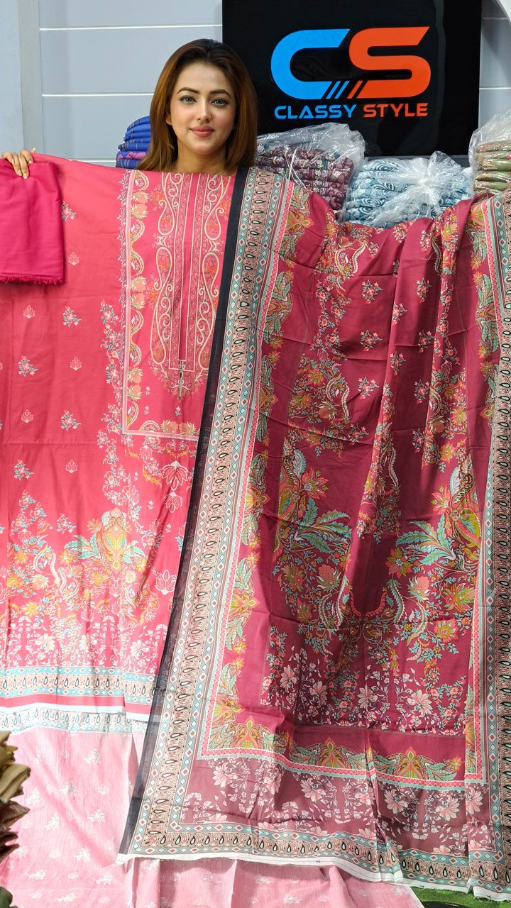 New Premium Zom Zom Lawn Three Piece-Cotton Dupatta