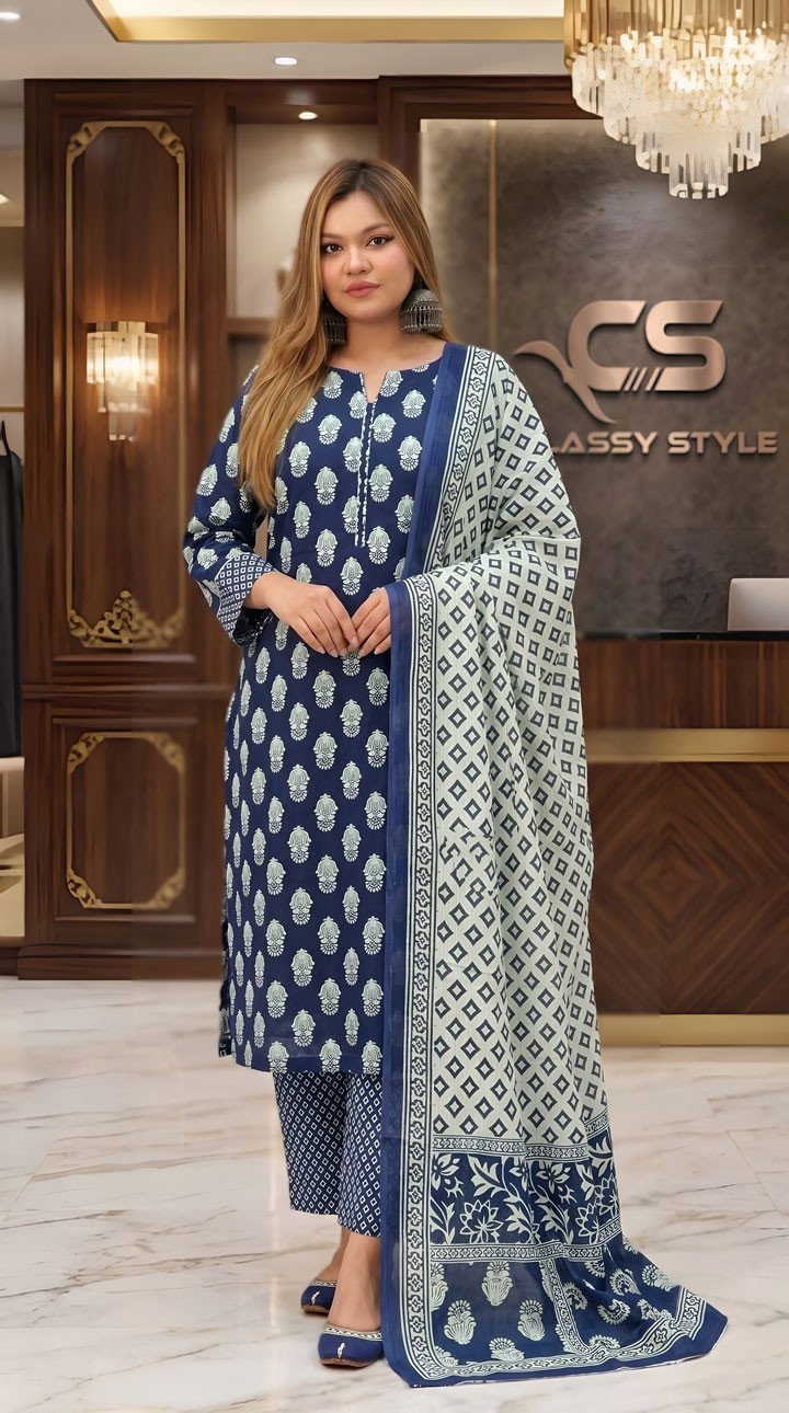 New Jaipuri Patel Pure Cotton Three Piece Set