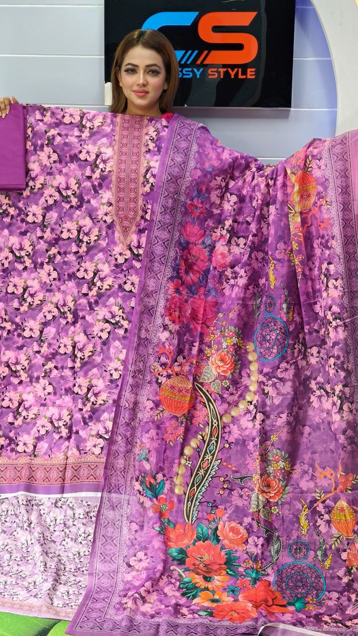 New Premium Zom Zom Lawn Three Piece-Cotton Dupatta