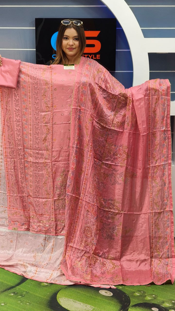 Rakhi Premium Silk Embroidery Three Piece Set