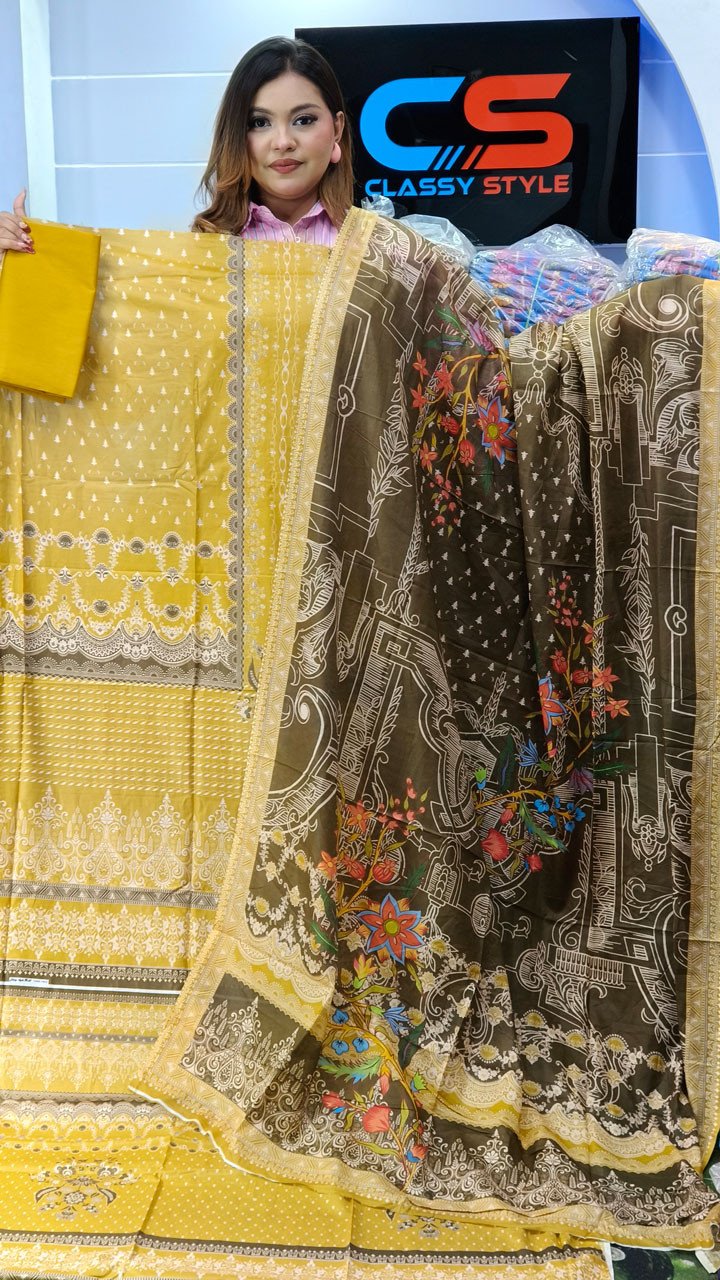 New Premium Zom Zom Lawn Three Piece-Cotton Dupatta